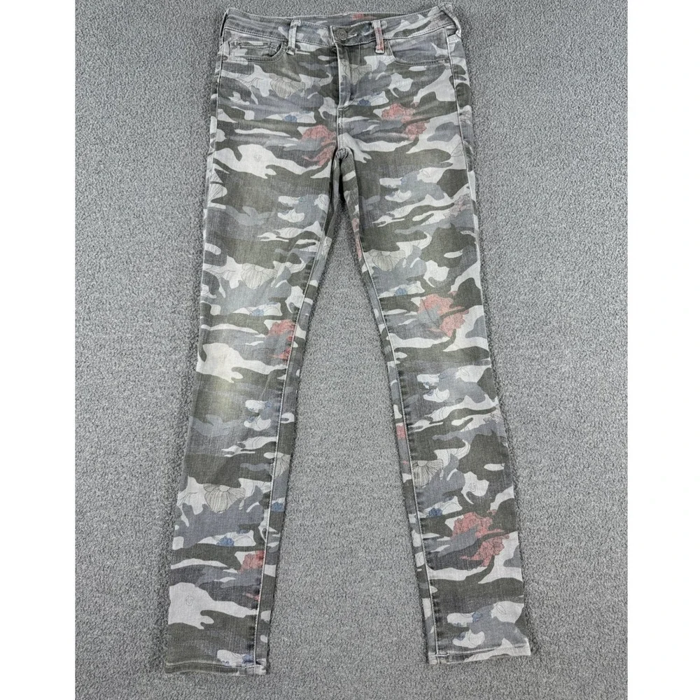 True Religion Jeans Women's Size 28 Gray Camo Floral Halle Mid-Rise Super Skinny - Picture 1 of 11